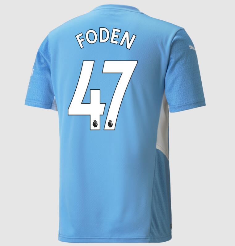 2021/22 Manchester City Home Kit Soccer Jersey with Phil Foden 47 printing